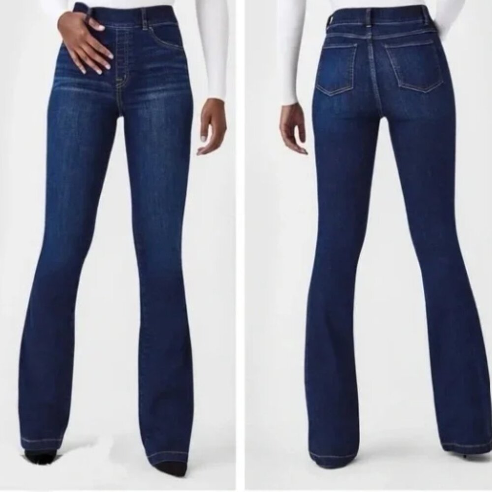 SPANX 20327Q Flare Midnight Shade Pull-on Stretch Denim Jeans Plus Size 1X‎